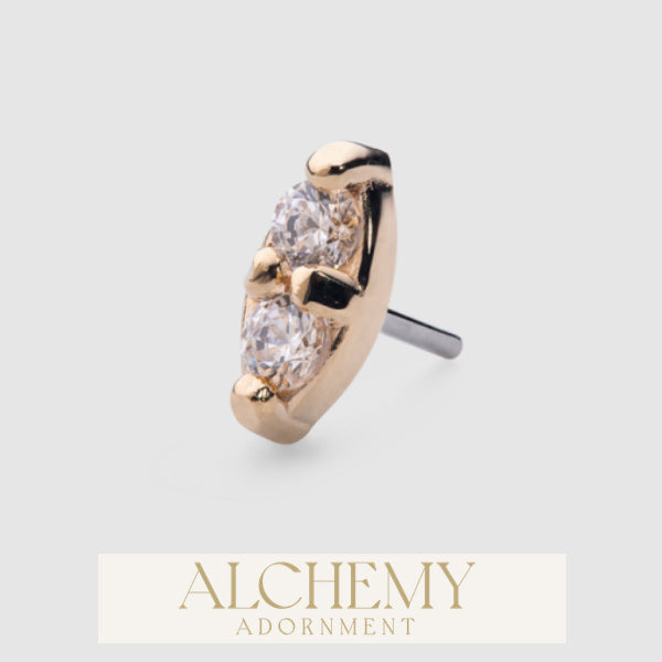 Alchemy Adornment - 14k Gold - Dyad  w/Stones end