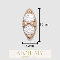 Alchemy Adornment - 14k Gold - Dyad  w/Stones end