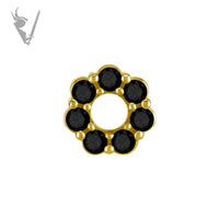 Valkyrie - CoCR/gold PVD - Round double jewelled charm - Cz