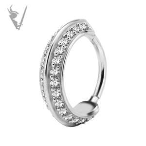 Valkyrie - Stainless steel Hinged clicker ring. Set w. cubic zirconia