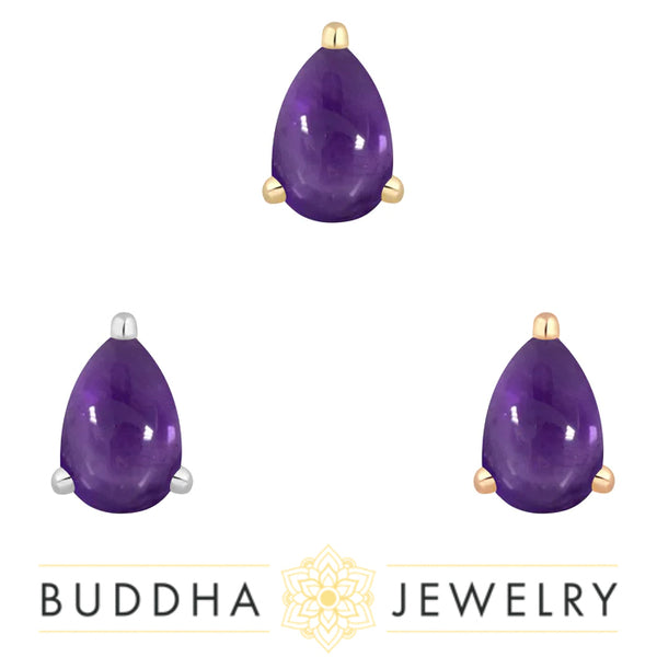 Buddha Jewelry Organics - Amethyst Prong Pear - Threadless End