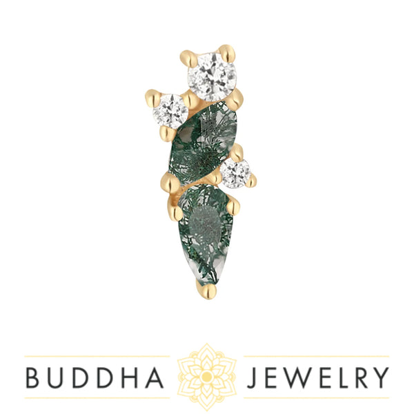 Buddha Jewelry Organics - Visionary - Moss Agate + White Topaz - Threadless End