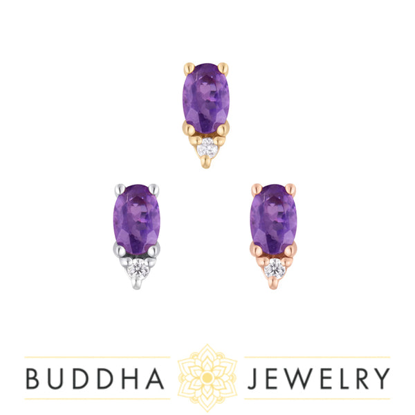 Buddha Jewelry Organics - Amethyst - cz - Threadless EndBuddha Jewelry Organics - Desden - Amethyst + cz - Threadless End