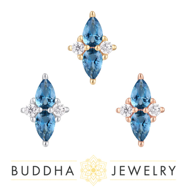 Buddha Jewelry Organics - Ethereal - London Blue Topaz + CZ -Threadless End
