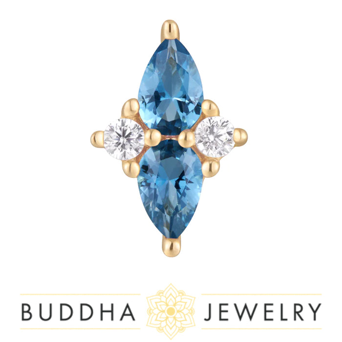Buddha Jewelry Organics - Ethereal - London Blue Topaz + CZ -Threadless End