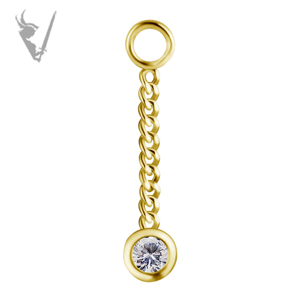 Valkyrie - 18K Gold hanger chain with round shaped premium zirconia
