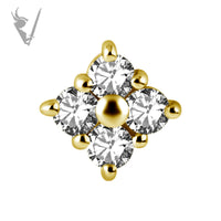 Valkyrie - 18k Gold Internally threaded attachment set with premium zirconia