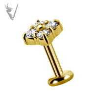 Valkyrie - 18k Gold Internally threaded attachment set with premium zirconia