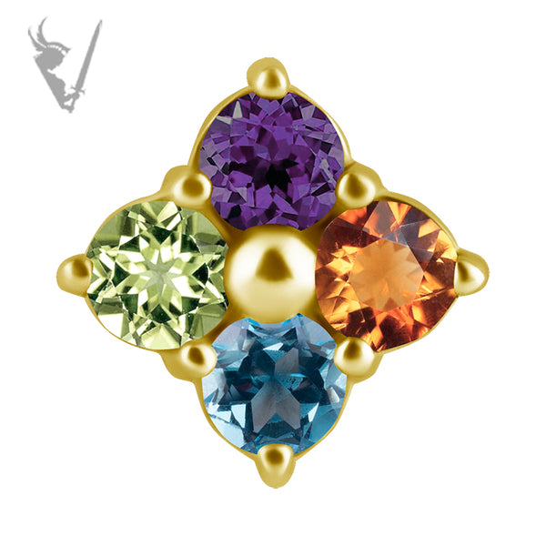 Valkyrie - 18k Gold Internally threaded attachment set with genuine gemstones
