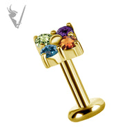 Valkyrie - 18k Gold Internally threaded attachment set with genuine gemstones