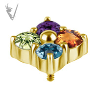Valkyrie - 18k Gold Internally threaded attachment set with genuine gemstones