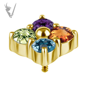 Valkyrie - 18k Gold Internally threaded attachment set with genuine gemstones