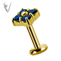 Valkyrie - 18k Gold Internally threaded attachment set with genuine royal blue topaz