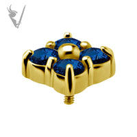 Valkyrie - 18k Gold Internally threaded attachment set with genuine royal blue topaz