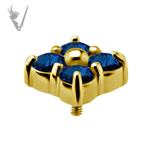 Valkyrie - 18k Gold Internally threaded attachment set with genuine royal blue topaz