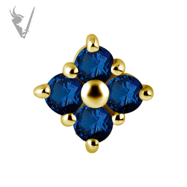 Valkyrie - 18k Gold Internally threaded attachment set with genuine royal blue topaz
