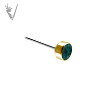 Valkyrie - 18kt Gold Threadless round bezel  end, set with premium nano gem