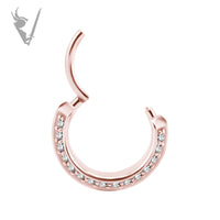 Valkyrie - Rose Gold PVD Stainless steel Hinged clicker ring. Set w. cubic zirconia