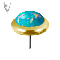 Valkyrie - 18k Gold Threadless Bezel End with Opal cabochon