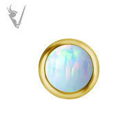 Valkyrie - 18k Gold Threadless Bezel End with Opal cabochon