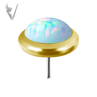 Valkyrie - 18k Gold Threadless Bezel End with Opal cabochon
