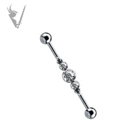 Valkyrie - Titanium internally threaded  jeweled industrial barbell
