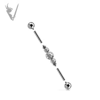 Valkyrie - Titanium internally threaded  jeweled industrial barbell
