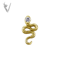 Valkyrie - 18k gold pvd - Threadless Snake end w/stone