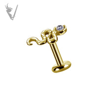 Valkyrie - 18k gold pvd - Threadless Snake end w/stone