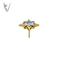 Valkyrie - 18k gold pvd on cobalt chromium - Threadless star end with stone