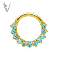 Valkyrie - 18k Gold clicker with w/lab created Paraiba
