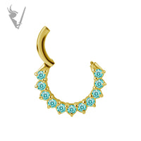 Valkyrie - 18k Gold clicker with w/lab created Paraiba