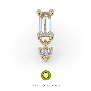 Kiwi Diamond - Baguette Prong Dangle - Threadless end