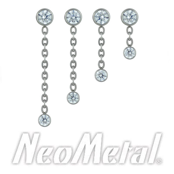 Neometal - Titanium Double Bezel Dangle - threadless ends