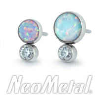 Neometal - Titanium Bezel Set Two Gem Cabochon Cluster - threadless ends