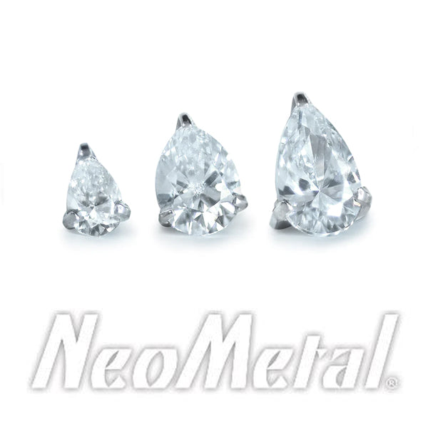 Neometal - Pear gem - threadless ends