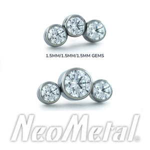 Neometal - Bezel set petite gem cluster - threadless ends