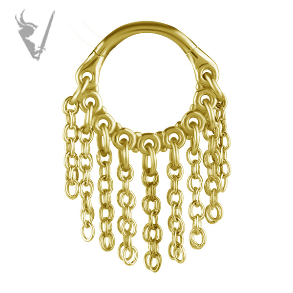 Valkyrie - Gold PVD Stainless steel clicker ring with chains