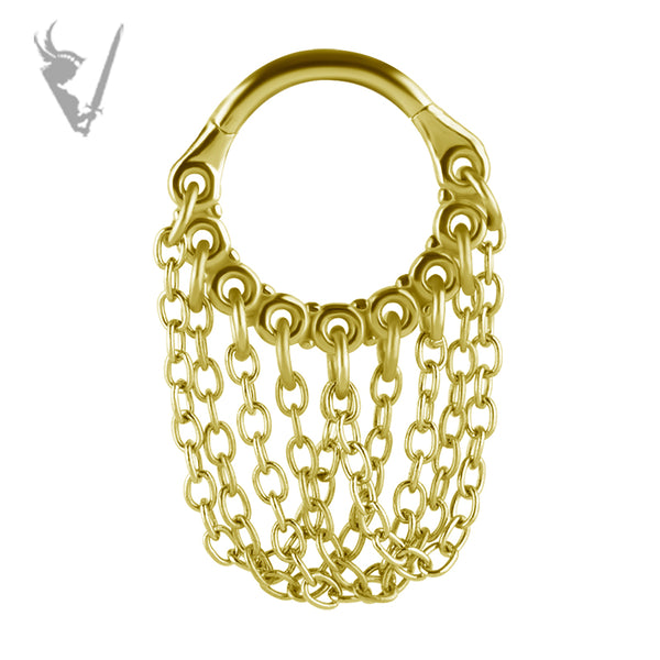 Valkyrie - Gold PVD Stainless steel clicker ring with chains