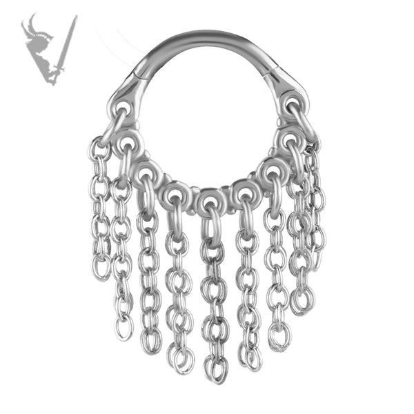 Valkyrie - Stainless steel clicker ring with chains