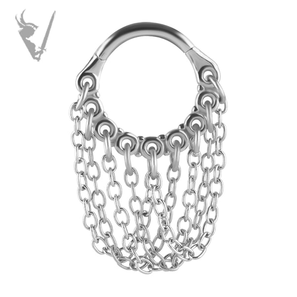 Valkyrie - Stainless steel clicker ring with chains