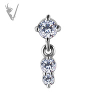 Valkyrie - CoCr - Threadless 2 stone dangle end with premium Zirconia