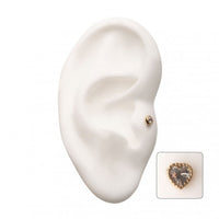 Invictus - 14Kt Yellow Gold Threadless with Clear Gem and Beads Heart Top