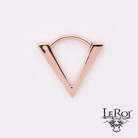 LeRoi fine jewellery 14k  gold hinged geometric triangle with curved bar.