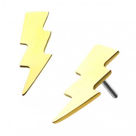 Invictus - 14kt Yellow Gold Threadless Lightning Bolt Top