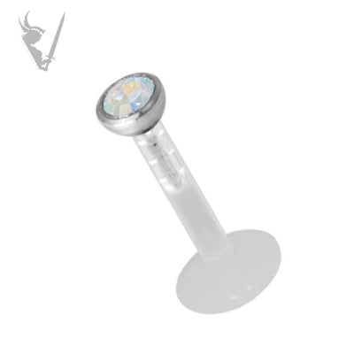 Valkyrie -16g BIOPLAST® labret with micro jeweled AB 316L attachment