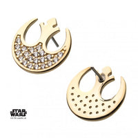 Invictus - 14Kt Yellow Gold Threadless Star Wars Pave Set Clear CZ Rebel Symbol Top