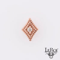 LeRoi - Diamond shaped double Millgrain  - 14k Threadless End
