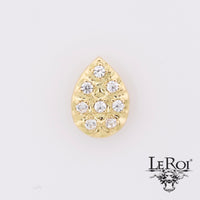 LeRoi - 8 stone pave pear  - 14k Threadless End
