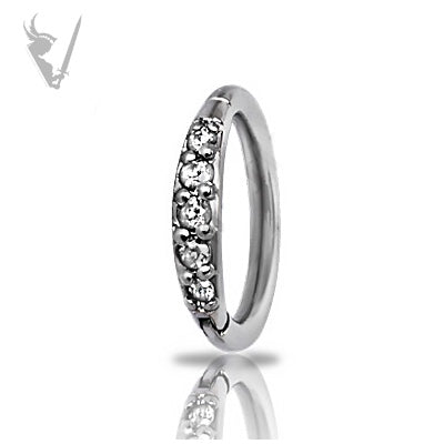 Valkyrie - Stainless steel hinged clicker ring. Set w. cubic zirconia